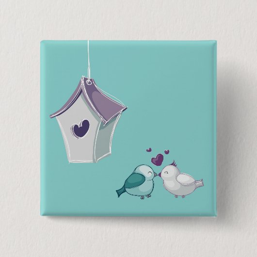 Badge Carré 5 Cm Petits oiseaux (Devant)