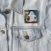 Badge Carré 5 Cm Petits ours peu de fantôme (En situation)