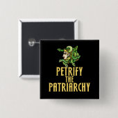 Badge Carré 5 Cm Petrifier le patriarcat féministe Medusa (Devant & derrière)