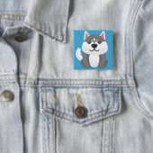 Badge Carré 5 Cm Peu de Pupppy (En situation)