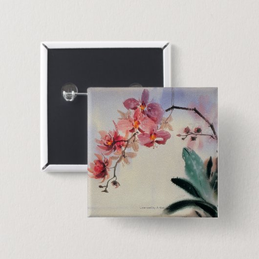 Badge Carré 5 Cm Phalaenopsis (Devant & derrière)