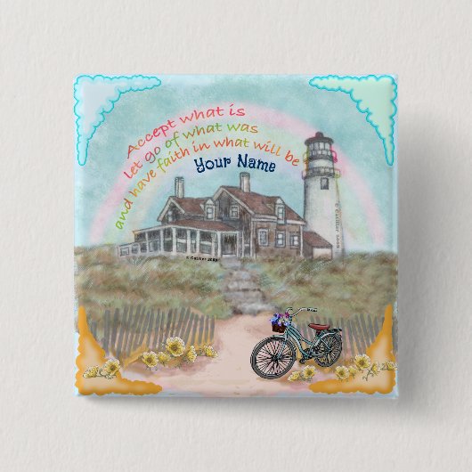 Badge Carré 5 Cm Phare d'acceptation (Devant)