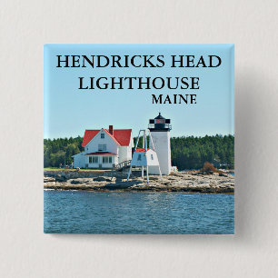 Badge Carré 5 Cm Phare de Hendricks Head, Maine Pin
