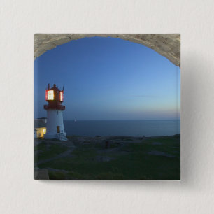 Badge Carré 5 Cm phare de Lindesnes, point le plus méridional de la
