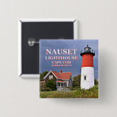 Badge Carré 5 Cm Phare de Nauset, épingle du Massachusetts de Cape  (Devant & derrière)