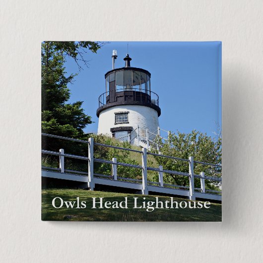 Badge Carré 5 Cm Phare de Owls Head, Maine Pin (Devant)