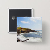 Badge Carré 5 Cm Phare de "protubérance" de Neddick de cap au Maine (Devant & derrière)