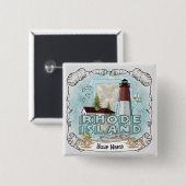 Badge Carré 5 Cm Phare de Rhode Island (Devant & derrière)
