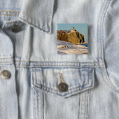 Badge Carré 5 Cm Phare de Split Rock sur le lac (En situation)