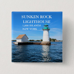 Badge Carré 5 Cm Phare de Sunken Rock, New York
