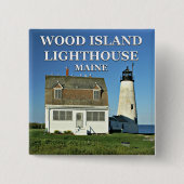 Badge Carré 5 Cm Phare de Wood Island, Maine Button (Devant)