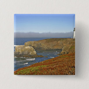 Badge Carré 5 Cm Phare de Yaquina Head à Newport Oregon