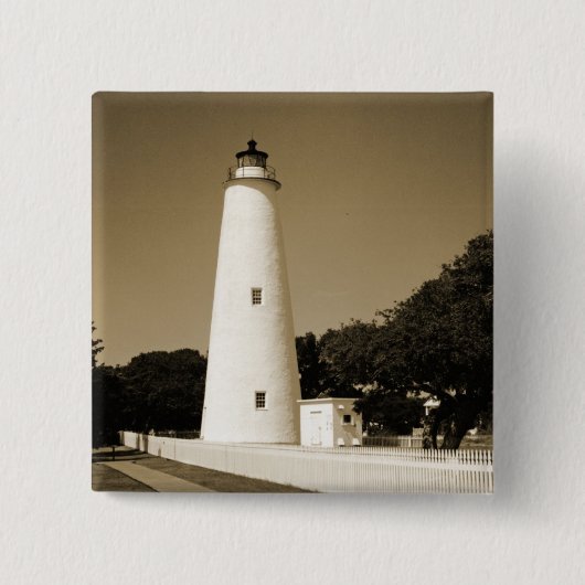 Badge Carré 5 Cm Phare d'Ocracoke (Devant)