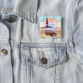 Badge Carré 5 Cm Phare Stormy Rainbow (En situation)