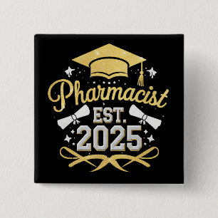 Badge Carré 5 Cm Pharmacien Diplômé de Pharmacie 2025