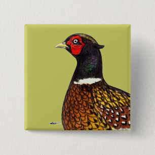 Badge Carré 5 Cm Pheasant: Ringneck Head