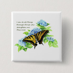 Badge Carré 5 Cm Phil 4:13 Inspirationnel Bible Scripture Motivatio