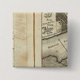Badge Carré 5 Cm Philadelphie et New York Road Map