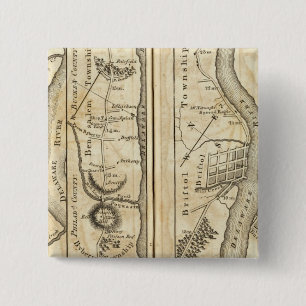 Badge Carré 5 Cm Philadelphie et New York Road Map