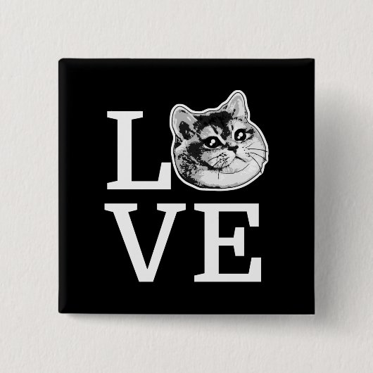 Badge Carré 5 Cm Philly Love Cat (Devant)