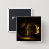 Badge Carré 5 Cm Philosophe avec un livre ouvert, 1625-7 (huile sur (Devant & derrière)