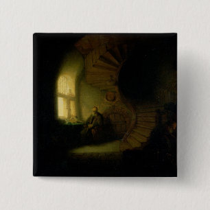 Badge Carré 5 Cm Philosophe dans la méditation, 1632