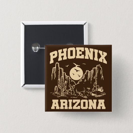 Badge Carré 5 Cm Phoenix, Arizona (Devant & derrière)