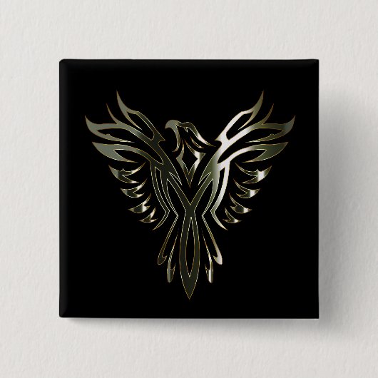Badge Carré 5 Cm Phoenix métallique (Devant)