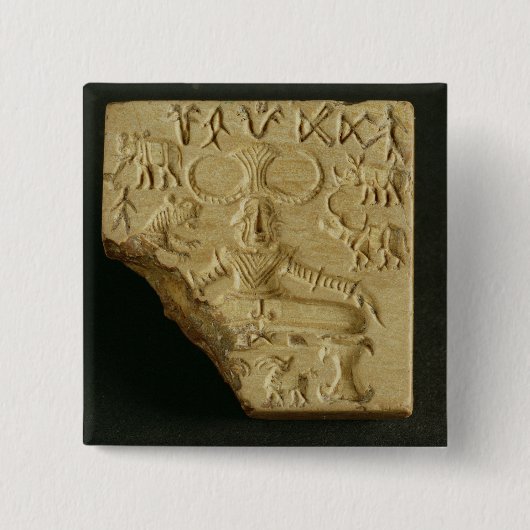 Badge Carré 5 Cm Phoque de Pasupati de stéatite, Mohenjodaro, (Devant)