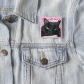 Badge Carré 5 Cm Photo de chat Anniversaire (En situation)