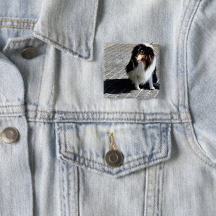 Badge Carré 5 Cm Photo de chien