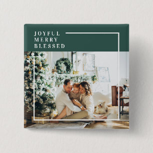 Badge Carré 5 Cm Photo de famille moderne Joyeux Joyeux Joyeux Bé