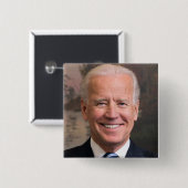Badge Carré 5 Cm Photo de Joe Biden Portrait (Devant & derrière)
