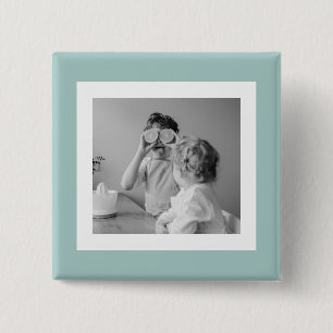 Badge Carré 5 Cm Photo Famille Moderne Mint Simple Lovely Cadeau