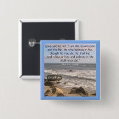 Badge Carré 5 Cm Photo Ocean Avec Écriture Résurrection Pâques (Devant & derrière)