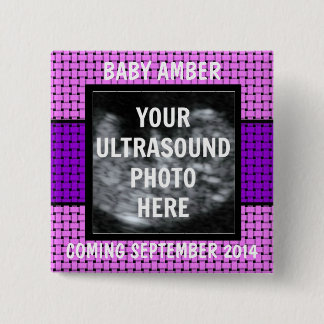 Badge Carré 5 Cm Photo personnalisée de bébé fille Ultrasound