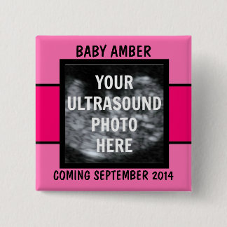 Badge Carré 5 Cm Photo personnalisée de bébé fille Ultrasound