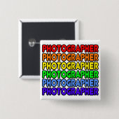 Badge Carré 5 Cm Photographe arc-en-ciel (Devant & derrière)