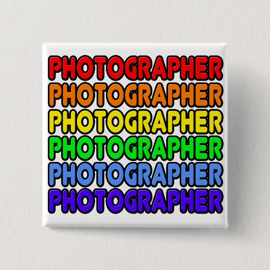 Badge Carré 5 Cm Photographe arc-en-ciel (Devant)