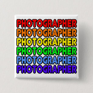 Badge Carré 5 Cm Photographe arc-en-ciel