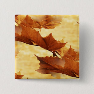 Badge Carré 5 Cm Photographie Peintre de Feuilles d'Érable Dorées