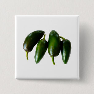 Badge Carré 5 Cm Photographie verte de quatre poivrons de Jalapeno