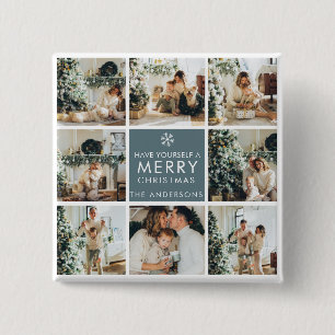 Badge Carré 5 Cm Photos Multi Holiday   Merry Christmas  