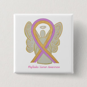 Badge Carré 5 Cm Phyllodes Tumor Angel Sensibilisation Ruban Bouton
