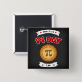 Badge Carré 5 Cm Pi Day Chalkboard, 14 mars, (Devant & derrière)