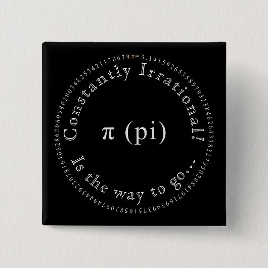 Badge Carré 5 Cm Pi, L'Enseignant Mathématique Irrationnel Constant (Devant)