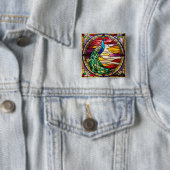 Badge Carré 5 Cm Pic sur rose (En situation)