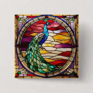 Badge Carré 5 Cm Pic sur rose