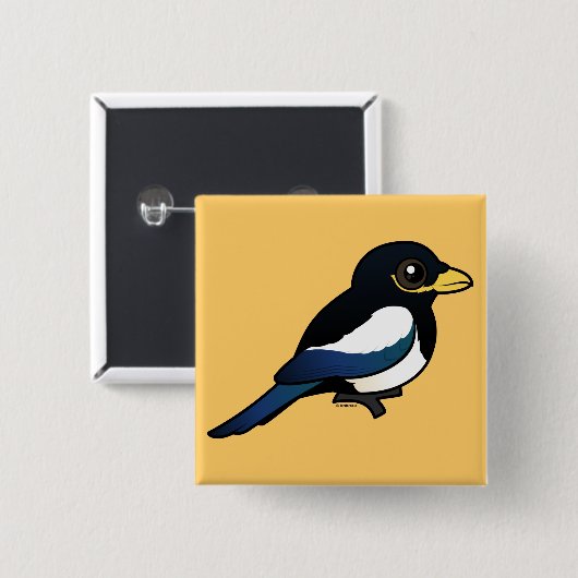 Badge Carré 5 Cm pie Jaune-affichée (Devant & derrière)