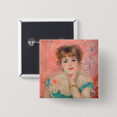 Badge Carré 5 Cm Pierre-Auguste Renoir - Actrice Jeanne Samary (Devant & derrière)